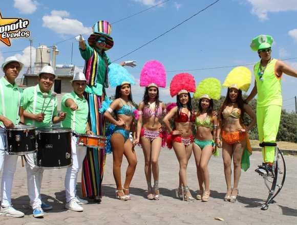 VIVE el carnaval, (Tlaxcala) Batucada y zanqueros.