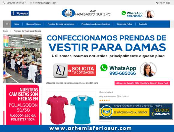 Fabricamos Prendas para Damas - ArHemisferiosur