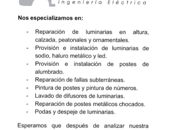 Ingeniería  eléctrica  Alumbrado Público 