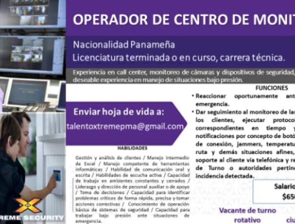 OPERADOR DE CENTRO DE MONITOREO