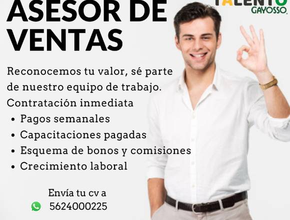 Asesor de Ventas * Comisiones semanales