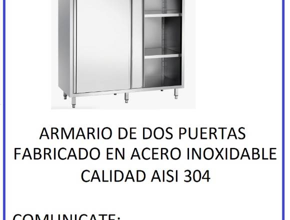 ARMARIO DOBLE PUERTA FABRICADO EN ACERO INOXIDABLE