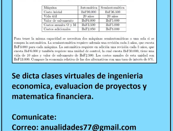 Se dicta clases virtuales de ingenieria economica