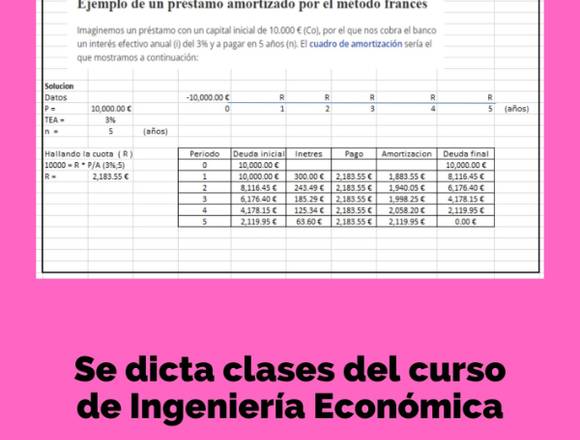 Clases remotas del curso de Ingeniería Económica  