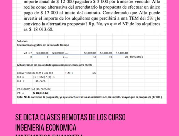 Clases remotas del curso de ingenieria económica