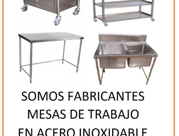 MESAS DE TRABAJO FABRICADAS EN ACERO INOXIDABLE