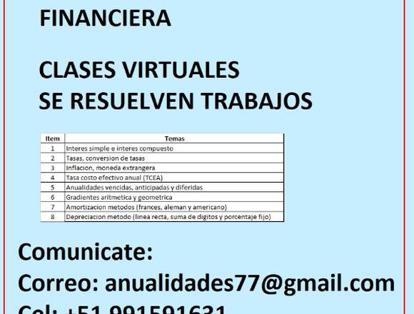 CLASES DE MATEMATICA FINANCIERA 