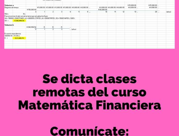 Clases remotas del curso de Matemática Financiera