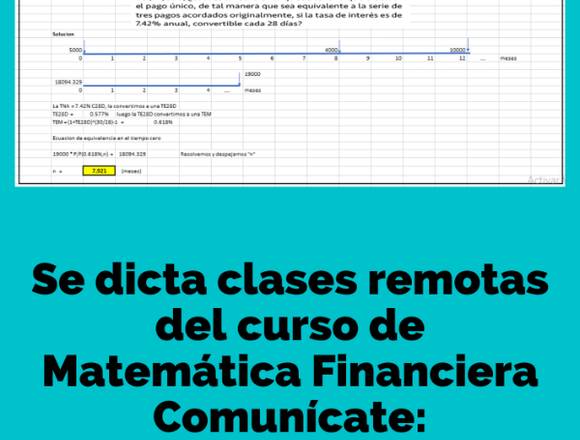 Se dicta clases del curso de Matematica Financiera