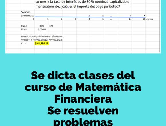 Se dicta clases del curso de Matemática Financiera