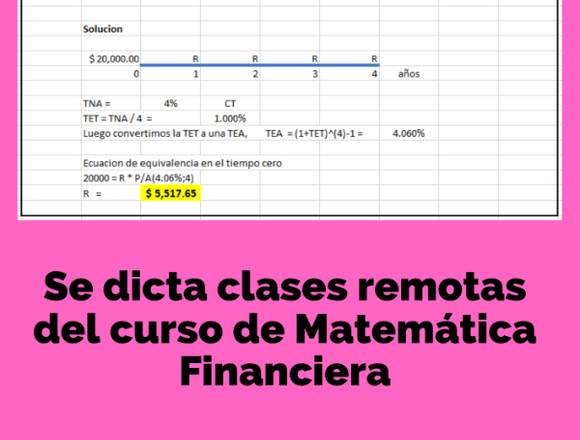 Clases remotas del curso de Matemática Financiera