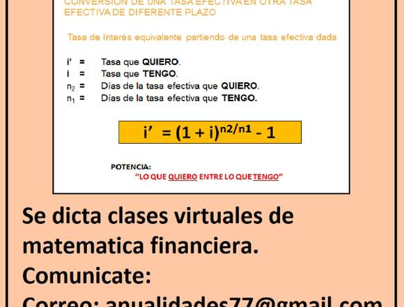 CLASES DE MATEMATICA FINANCIERA