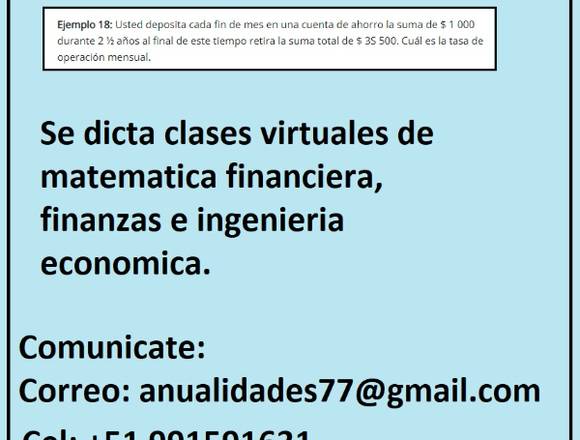 CLASES DE MATEMATICA FINANCIERA