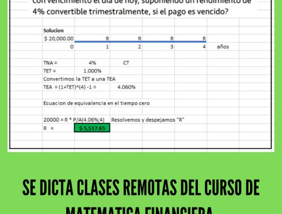 Clases remotas de Matemática Financiera