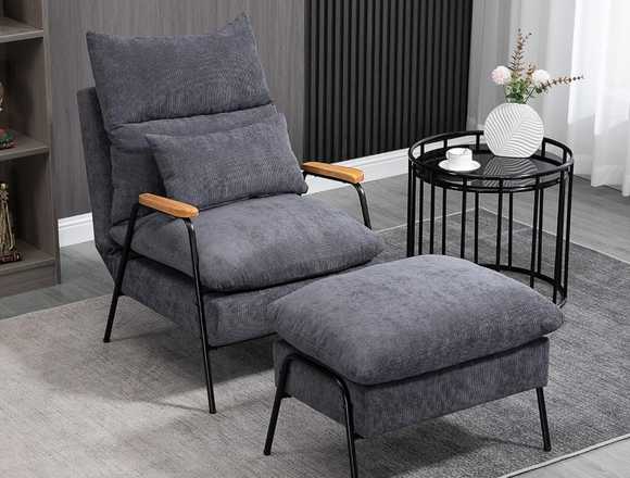 Sillón Relax con Reposapiés de Color gris oscuro