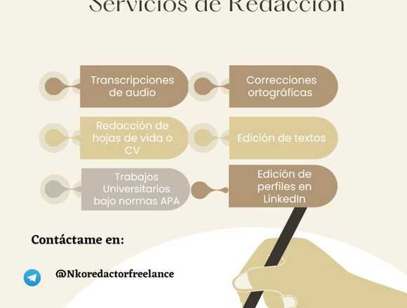 Servicios de redacción y/o transcripciones 