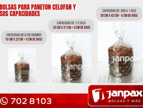 BOLSAS PARA PANETON CELOFAN CON FUELLE 