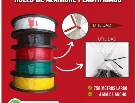 ROLLO DE ALAMBRES PLASTIFICADO PARA AMARRE BOLSAS 