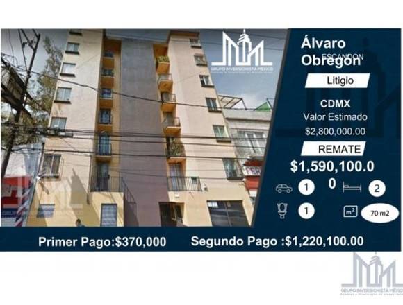 Departamento en Remate Escandón $1,590,100.00