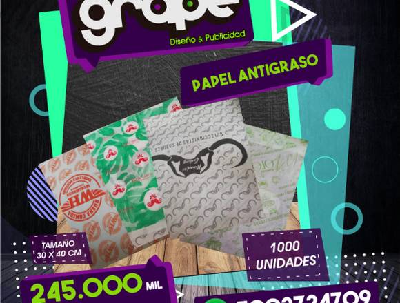 impresion  papel antigraso para comidas rapidas