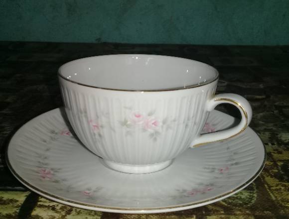 3 tasas de té porcelana virola en oro 2 de café 