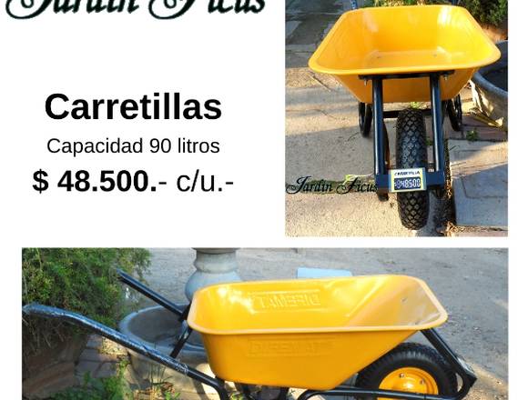 CARRETILLAS DE MANO, capacidad 90 litros.