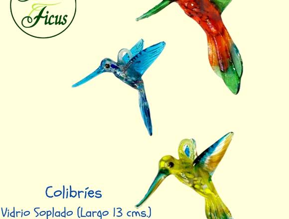 Artesania en vidrio soplado, hermosos colibríes.