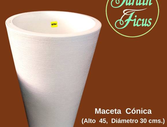 Maceta Cónica Blanca  (Alto 45, Diámetro 30 cms.)