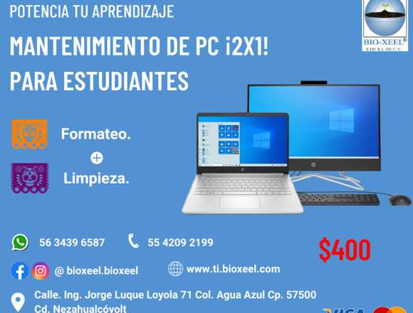 Mantenimiento de PC para estudiantes 2x1