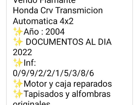 Vendo Flamante HONDA Crv Transmision Automatica