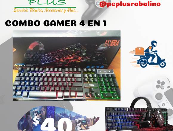 TECLADO GAMER, COMBO 4 EN 1