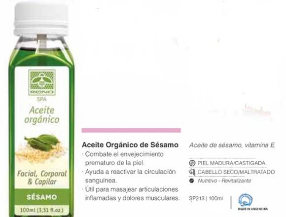 Aceite orgánico de sésamo-nutritivo revitalizante