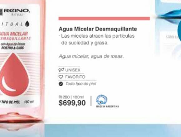 Agua micelar desmaquillante para rostro y ojos