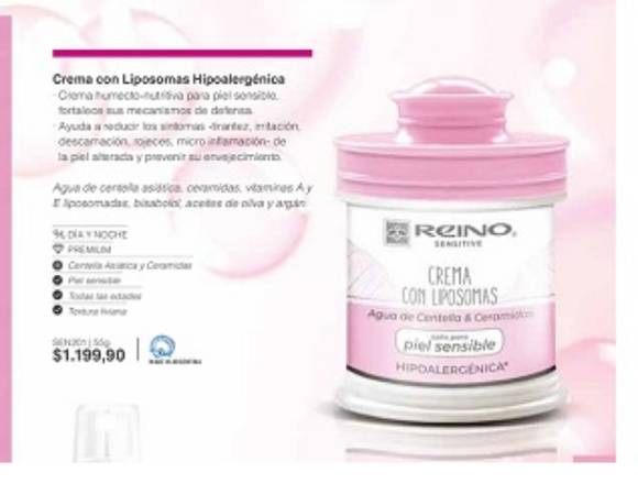 Crema para la piel con liposomas hipoalargenica-