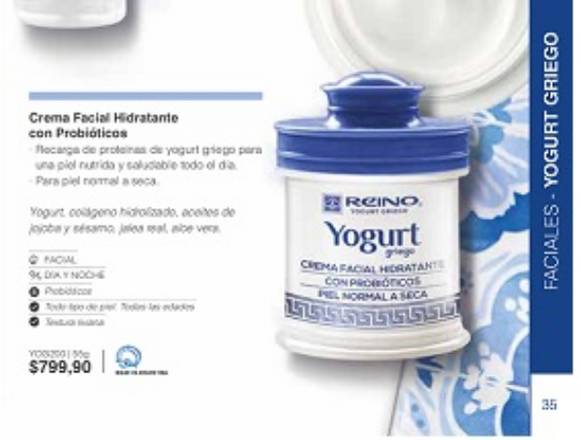 Crema facial hidratante probioticos-yogurt griego