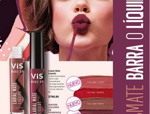 Labial liquido mate- colores intensos