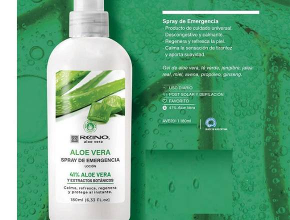 Loción spray  aloe vera Uso post solar  depilación