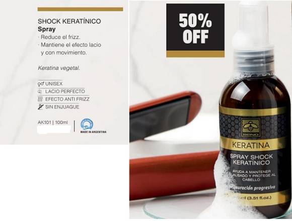 Spray shock de keratina-reduce el frizz