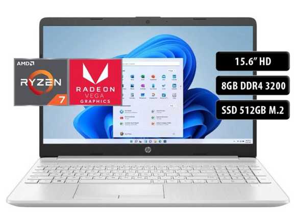 Notebook HP 15 / Ryzen 7 5700U / 8GB / 512SSD