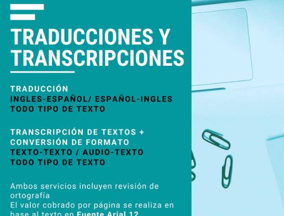 TRADUCCIONES Y TRANSCRIPCION DE TEXTOS