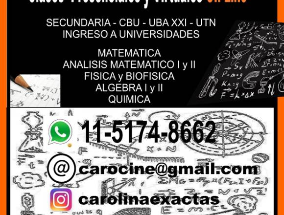 CLASES ONLINE VIRTUALES. CABA. AMBA. INGRESO CBC. 