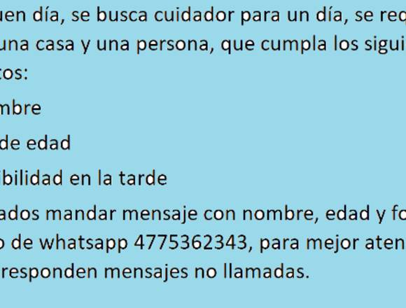 Se busca Cuidador hombre para un dia en leon gto