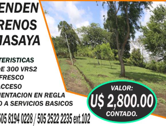 TERRENOS A SOLO U$2800 VENTA EN MASAYA