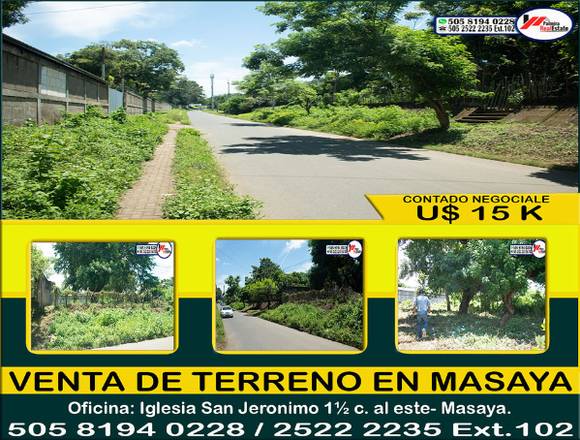 VENTA TERRENO EN MASAYA