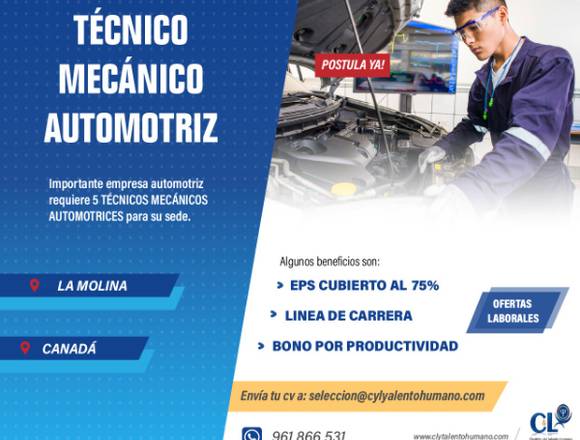 20 TÉCNICO MECÁNICO AUTOMOTRIZ SEDE CANADA - LIMA