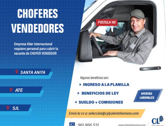 30 CHOFER VENDEDOR - ATE, SANTA ANITA, SJL