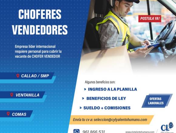 CHOFER VENDEDOR - CALLAO, VENTANILLA, COMAS