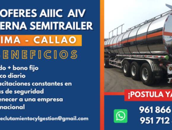 Chofer A3C Local - Traslado de Combustible - Lima