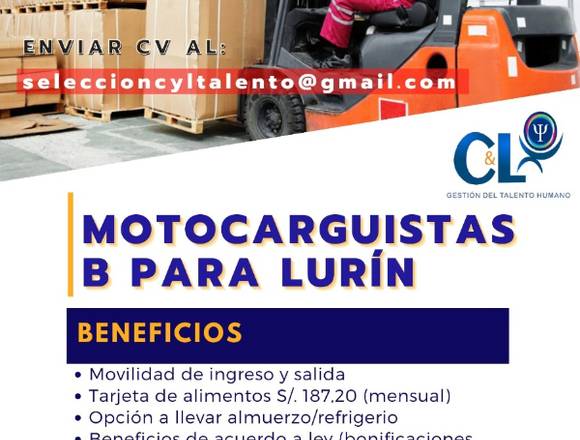 SE REQUIERE MONTAGUISTA B PARA LURIN