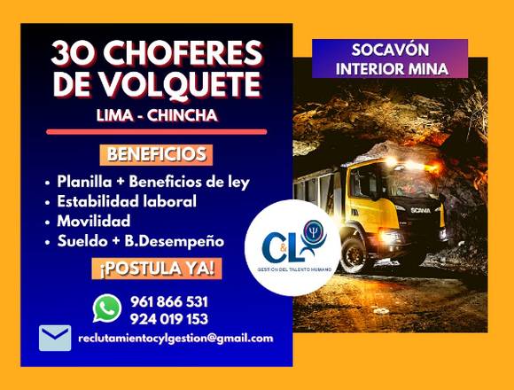 Operador de Volquete Socavón - Exp. Interior Mina